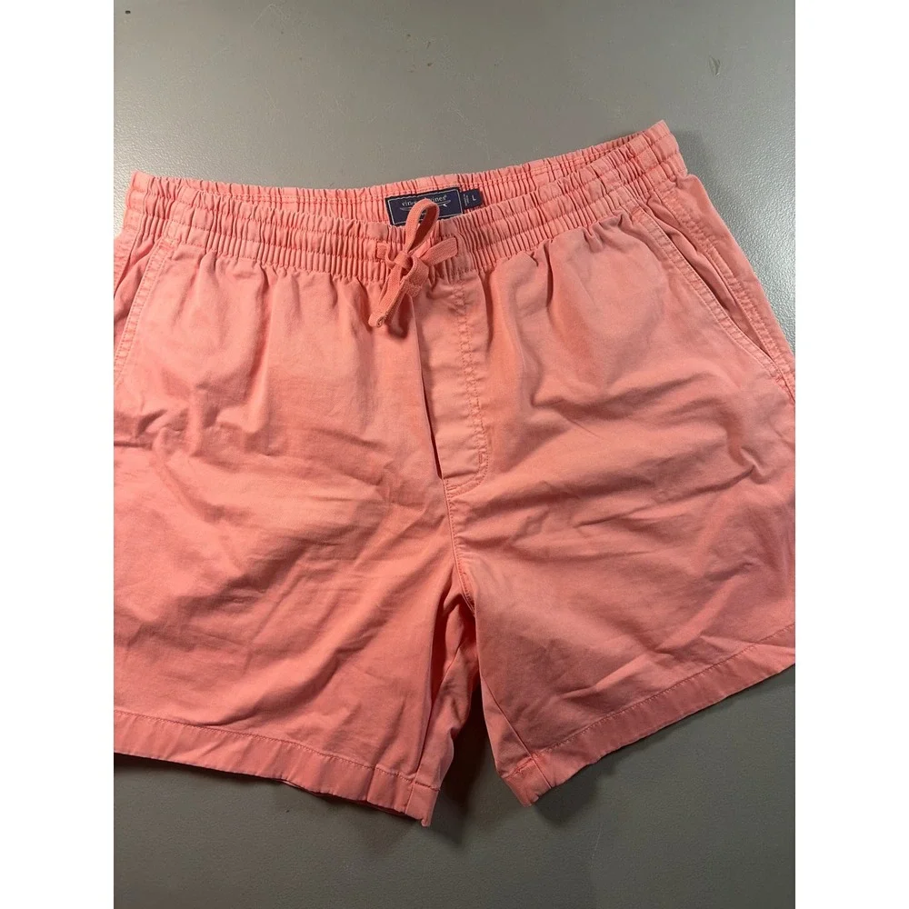 Vineyard Vines Shorts Mens Large Pink Coral Elastic Waist Cotton Stretch Casual
